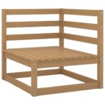 Salon de jardin 2 pcs avec coussins Marron miel Bois de pin – Image 2