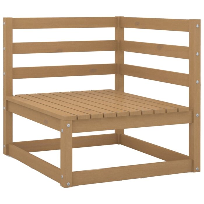 Salon de jardin 2 pcs avec coussins Marron miel Bois de pin – Image 2