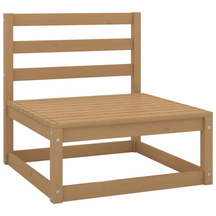 Salon de jardin 2 pcs avec coussins Marron miel Bois de pin – Image 3