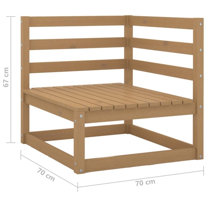 Salon de jardin 2 pcs avec coussins Marron miel Bois de pin – Image 5