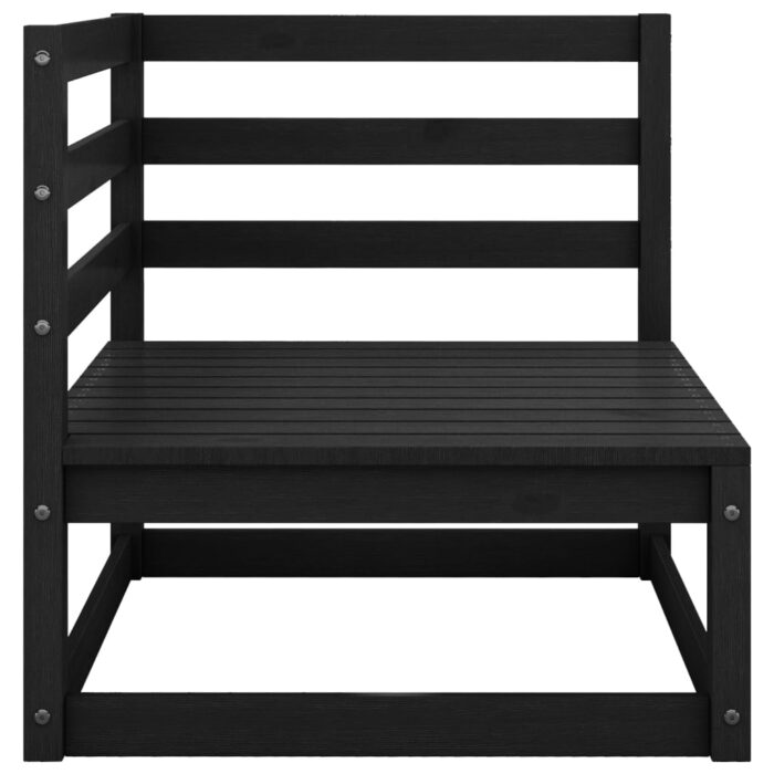 Salon de jardin 2 pcs avec coussins Noir Bois de pin massif – Image 2