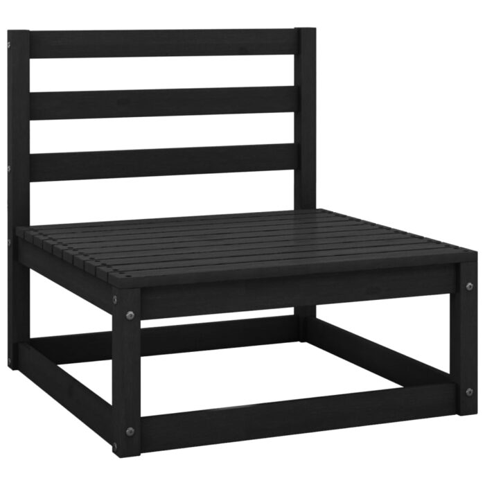 Salon de jardin 2 pcs avec coussins Noir Bois de pin massif – Image 3