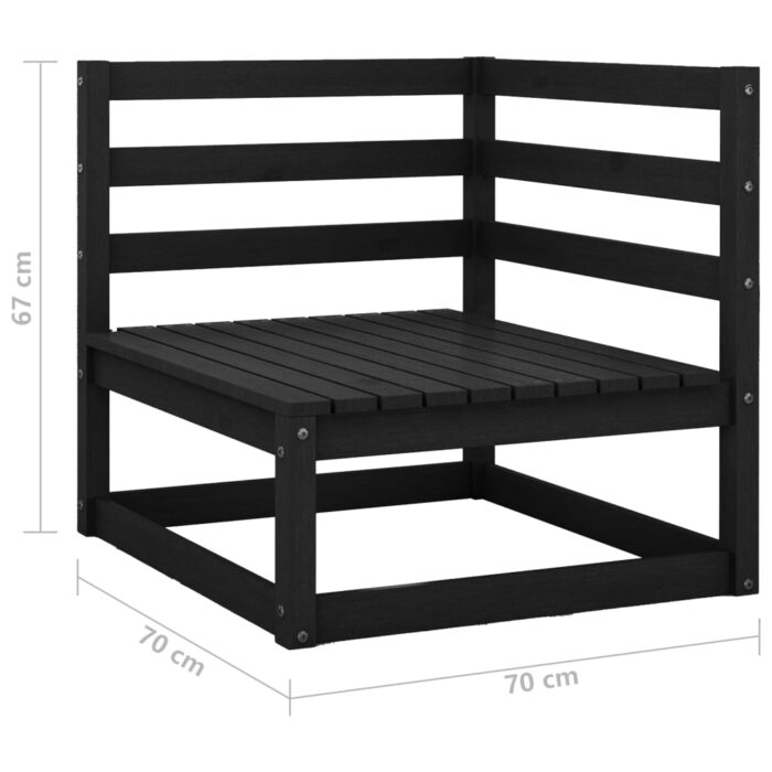 Salon de jardin 2 pcs avec coussins Noir Bois de pin massif – Image 5