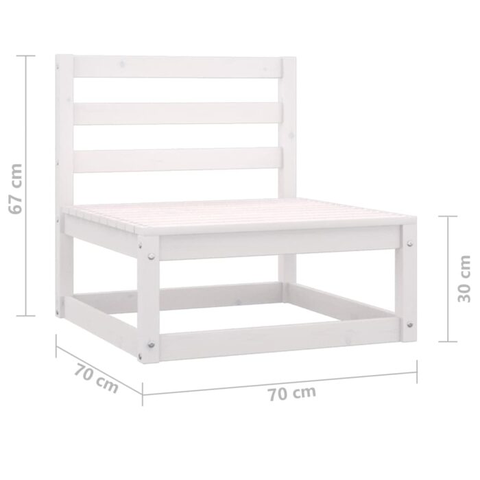 Salon de jardin 2 pcs avec coussins Blanc Bois de pin massif – Image 10