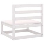 Salon de jardin 2 pcs avec coussins Blanc Bois de pin massif – Image 5