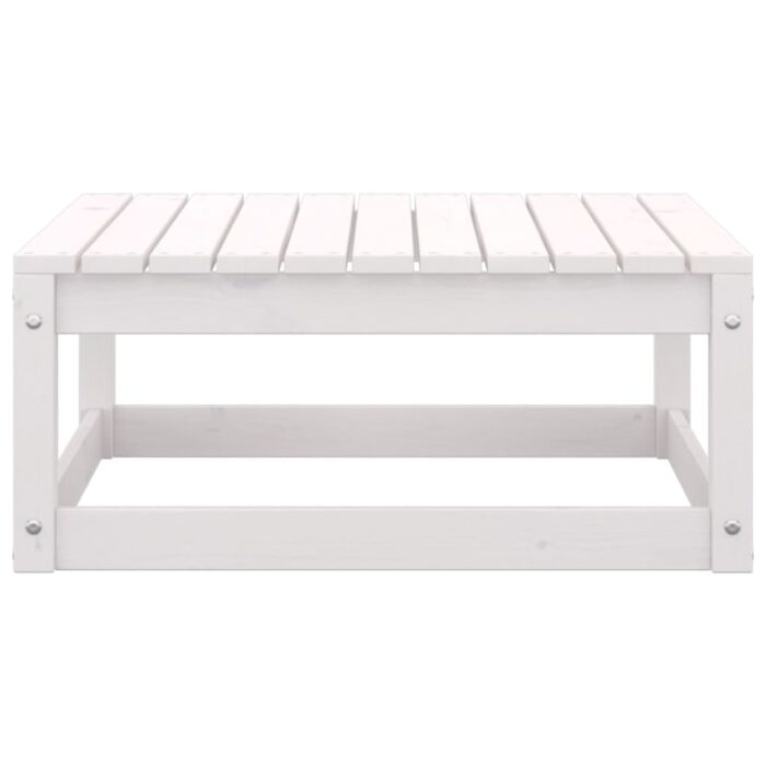 Salon de jardin 2 pcs avec coussins Blanc Bois de pin massif – Image 8