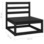 Salon de jardin 3 pcs avec coussins Noir Bois de pin massif – Image 5