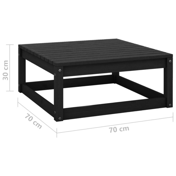 Salon de jardin 3 pcs avec coussins Noir Bois de pin massif – Image 6