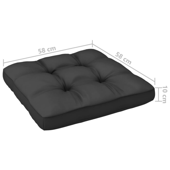Salon de jardin 3 pcs avec coussins Noir Bois de pin massif – Image 7