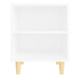 Table de chevet avec pieds en bois massif Blanc 40x30x50 cm – Image 2
