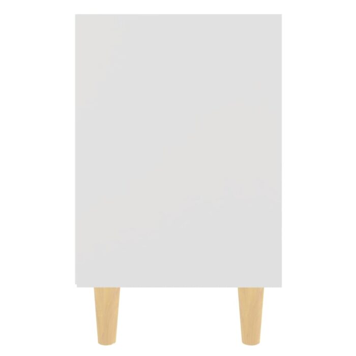 Table de chevet avec pieds en bois massif Blanc 40x30x50 cm – Image 3