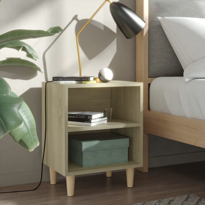 VXL8720286355947_m_en_hd_1.jpg Table de chevet avec pieds en bois Chêne sonoma 40x30x50 cm – Image 1