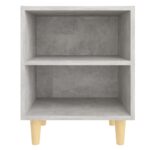 Table de chevet avec pieds en bois Gris béton 40x30x50 cm – Image 2