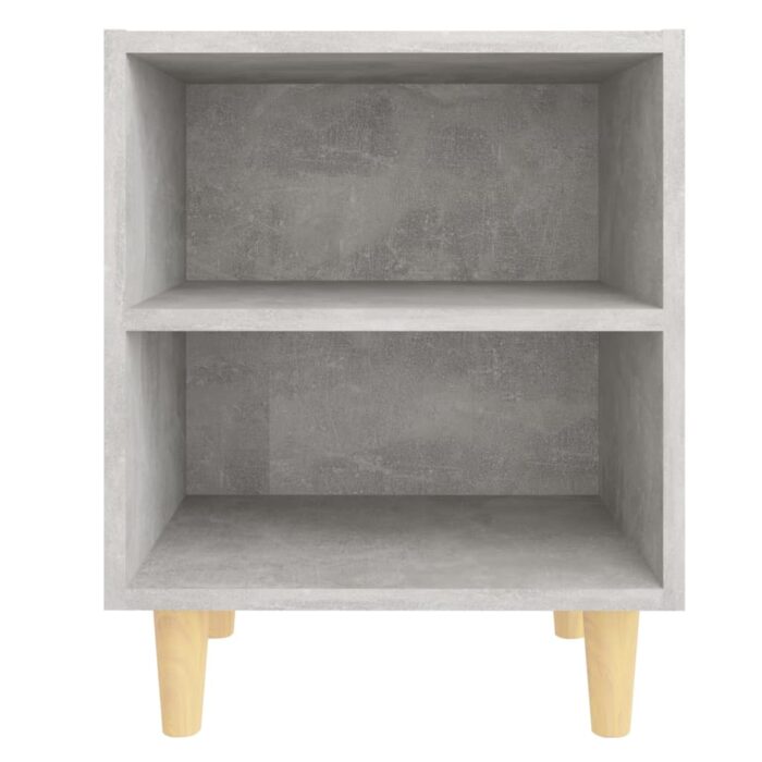 Table de chevet avec pieds en bois Gris béton 40x30x50 cm – Image 2