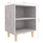 Table de chevet avec pieds en bois Gris béton 40x30x50 cm – Image 4