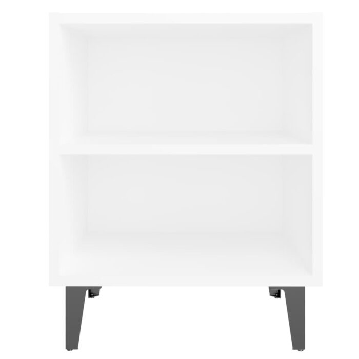 Table de chevet avec pieds en métal blanc 40x30x50 cm – Image 2