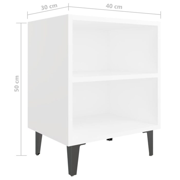 Table de chevet avec pieds en métal blanc 40x30x50 cm – Image 4