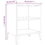 Table de chevet avec pieds en métal gris béton 40x30x50 cm – Image 5