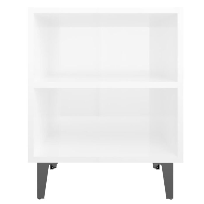 Table de chevet avec pieds en métal blanc brillant 40x30x50 cm – Image 2