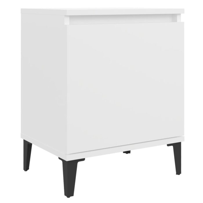 Tables de chevet avec pieds en métal blanc 40x30x50 cm – Image 3
