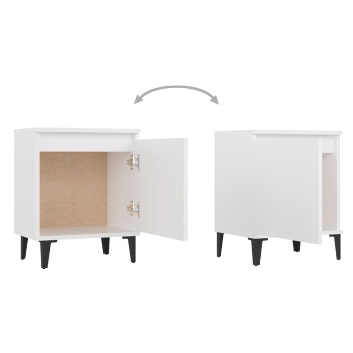 Tables de chevet avec pieds en métal blanc 40x30x50 cm – Image 4