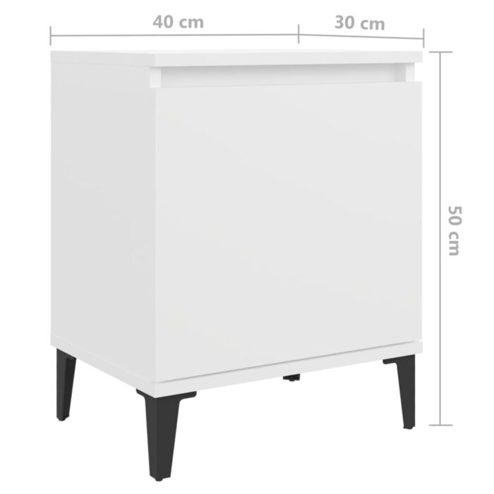 Tables de chevet avec pieds en métal blanc 40x30x50 cm – Image 7