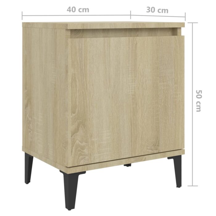 Table de chevet avec pieds en métal Chêne sonoma 40x30x50 cm – Image 6