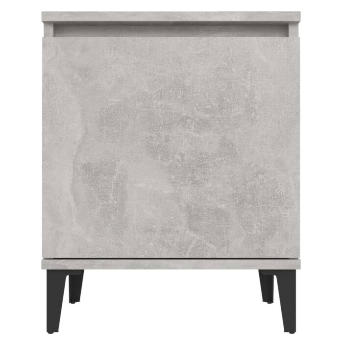 Table de chevet avec pieds en métal Gris béton 40x30x50 cm – Image 4
