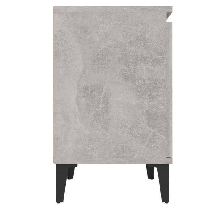 Table de chevet avec pieds en métal Gris béton 40x30x50 cm – Image 5