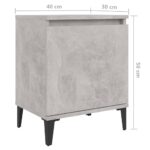 Table de chevet avec pieds en métal Gris béton 40x30x50 cm – Image 6