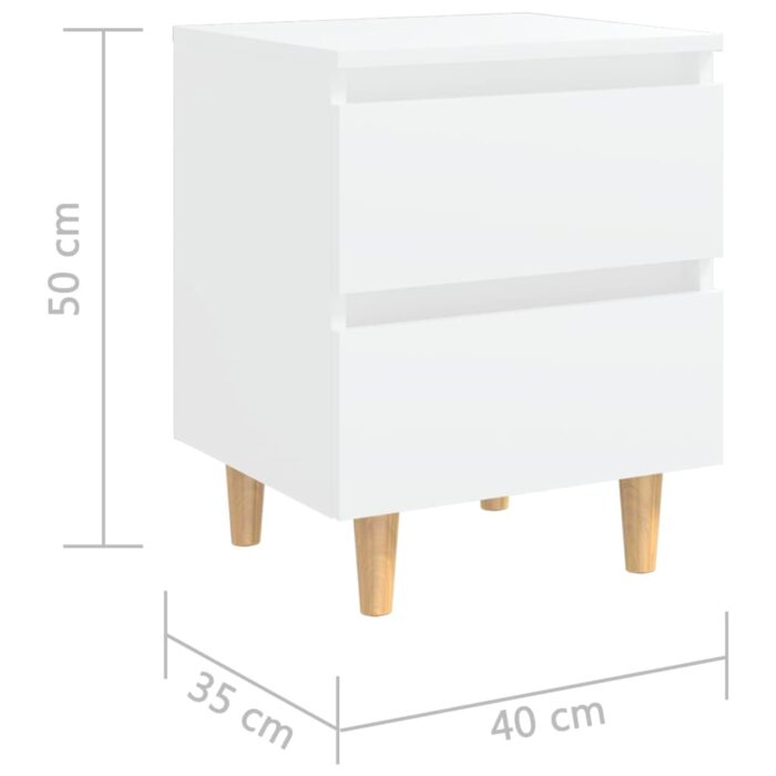 Table de chevet avec pieds en pin Blanc 40x35x50 cm – Image 5