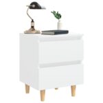Tables de chevet avec pieds en pin 2 pcs Blanc 40x35x50 cm – Image 2