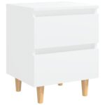 Tables de chevet avec pieds en pin 2 pcs Blanc 40x35x50 cm – Image 3