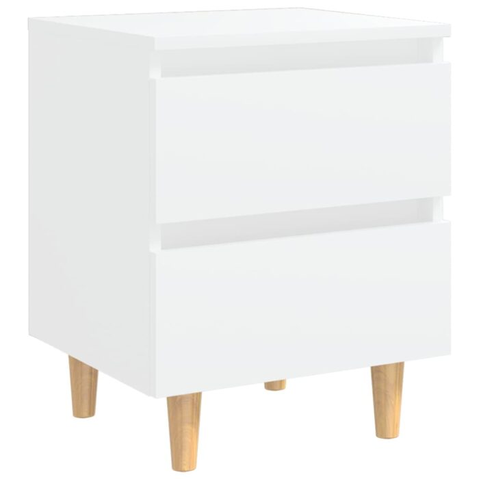 Tables de chevet avec pieds en pin 2 pcs Blanc 40x35x50 cm – Image 3