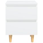 Tables de chevet avec pieds en pin 2 pcs Blanc 40x35x50 cm – Image 4