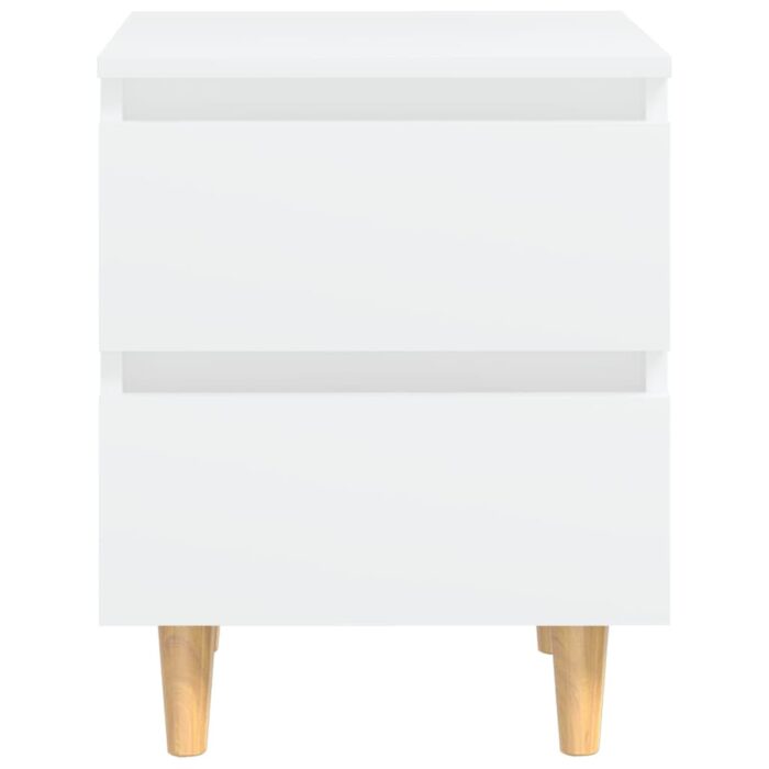 Tables de chevet avec pieds en pin 2 pcs Blanc 40x35x50 cm – Image 4