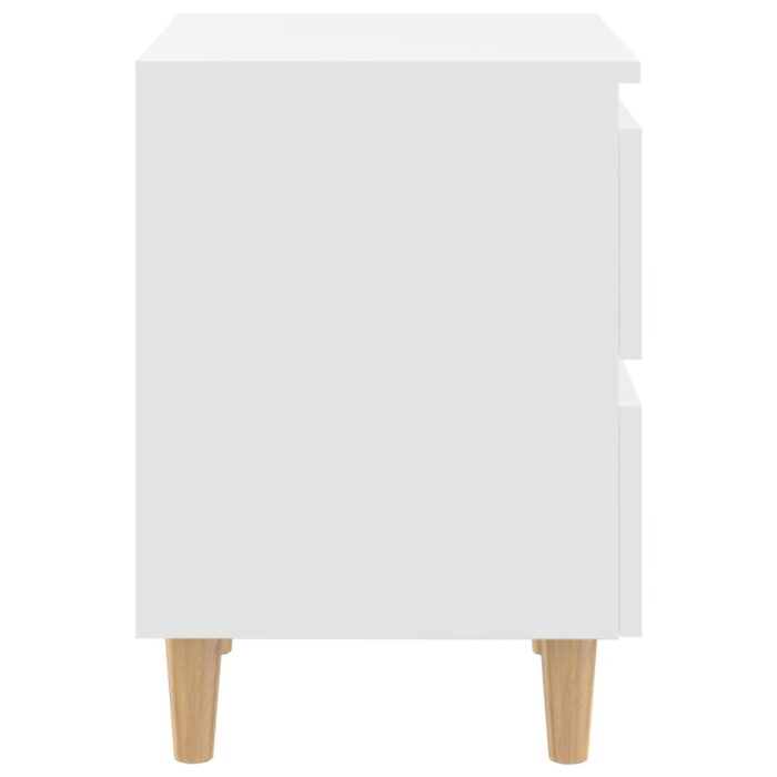 Tables de chevet avec pieds en pin 2 pcs Blanc 40x35x50 cm – Image 5
