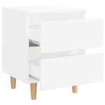 Tables de chevet avec pieds en pin 2 pcs Blanc 40x35x50 cm – Image 6