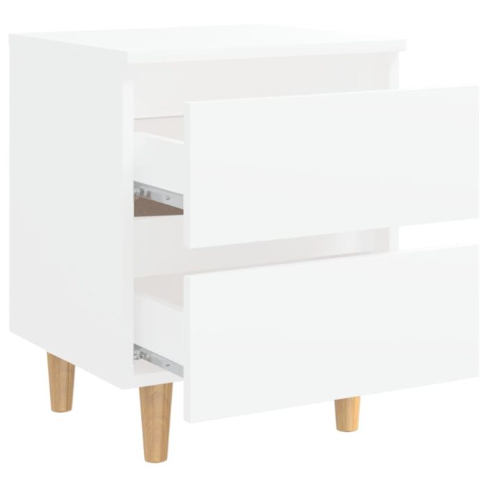 Tables de chevet avec pieds en pin 2 pcs Blanc 40x35x50 cm – Image 6