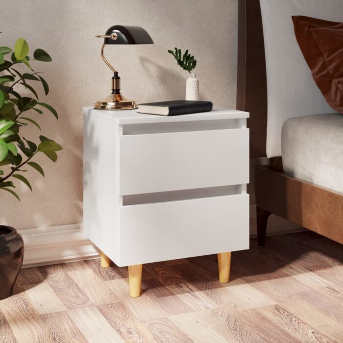 VXL8720286356616_m_en_hd_1.jpg Tables de chevet avec pieds en pin 2 pcs Blanc 40x35x50 cm – Image 1