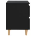 Table de chevet avec pieds en pin Noir 40x35x50 cm – Image 3