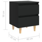 Table de chevet avec pieds en pin Noir 40x35x50 cm – Image 5