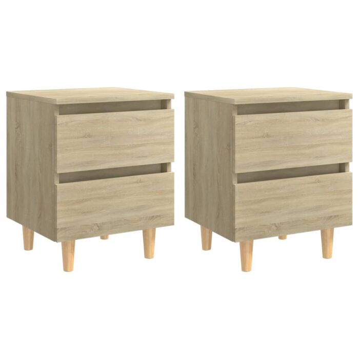 Tables de chevet pieds en pin 2 pcs chêne sonoma 40x35x50 cm – Image 1
