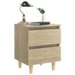 Tables de chevet pieds en pin 2 pcs chêne sonoma 40x35x50 cm – Image 2