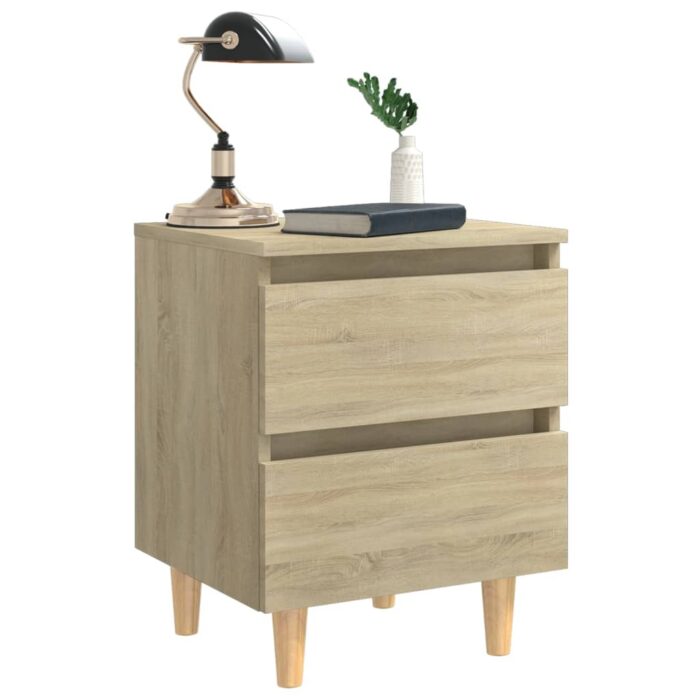 Tables de chevet pieds en pin 2 pcs chêne sonoma 40x35x50 cm – Image 2