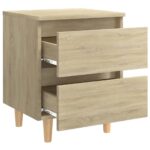 Tables de chevet pieds en pin 2 pcs chêne sonoma 40x35x50 cm – Image 6