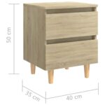 Tables de chevet pieds en pin 2 pcs chêne sonoma 40x35x50 cm – Image 7