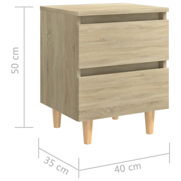 Tables de chevet pieds en pin 2 pcs chêne sonoma 40x35x50 cm – Image 7