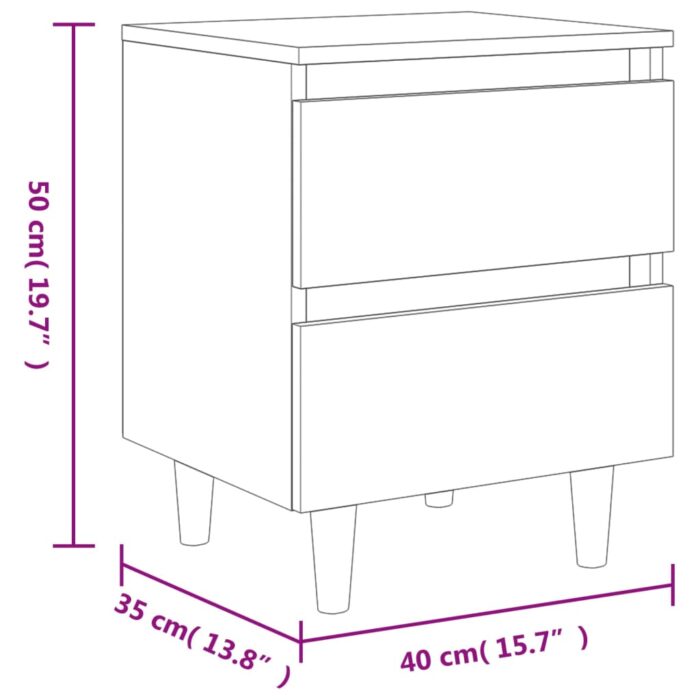 Tables de chevet pieds en pin 2 pcs chêne sonoma 40x35x50 cm – Image 9