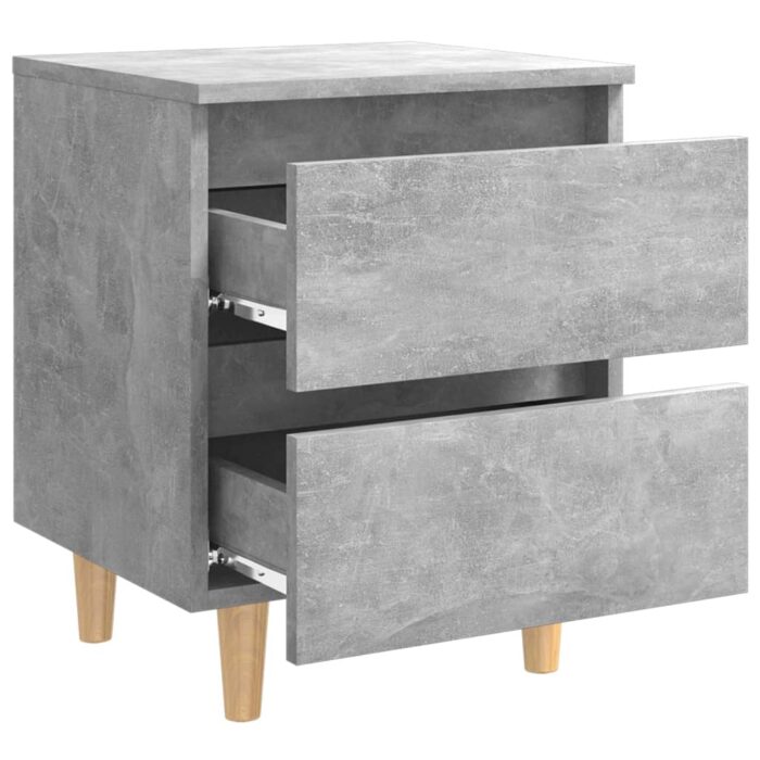 Table de chevet avec pieds en pin gris béton 40x35x50 cm – Image 4